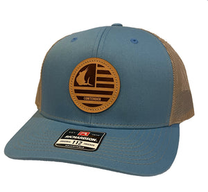 Contender Colonial Blue Trucker Hat with Patriotic Leather Patch