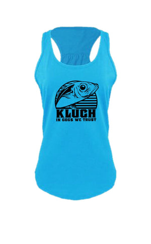 Kluch Womens Gog Gathered Racerback Turquoise Tank Top